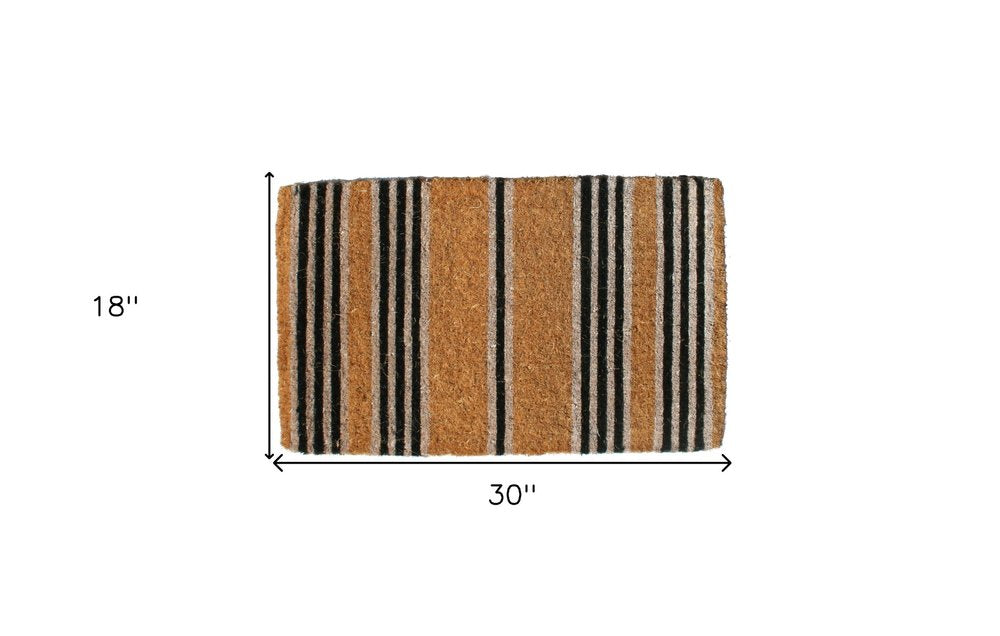 18" X 30" Brown and Black Coir Striped Outdoor Door Mat