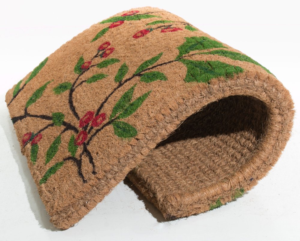 18" X 30" Brown and Green Coir Holiday Outdoor Christmas Door Mat