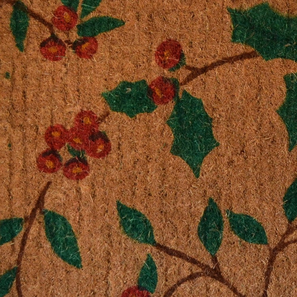 18" X 30" Brown and Green Coir Holiday Outdoor Christmas Door Mat