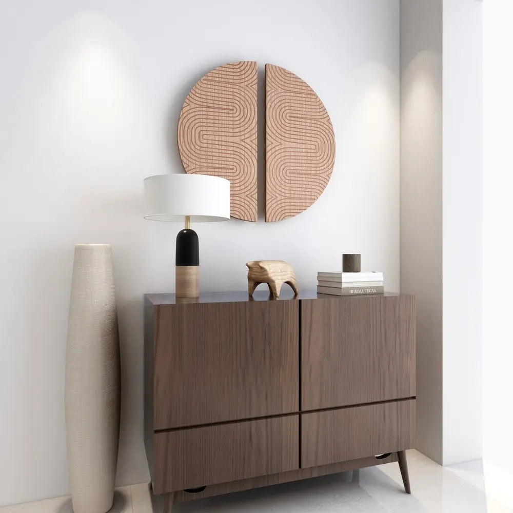 Set of Two Brown Wood Hanging Dimensional Sculpture HomeRoots