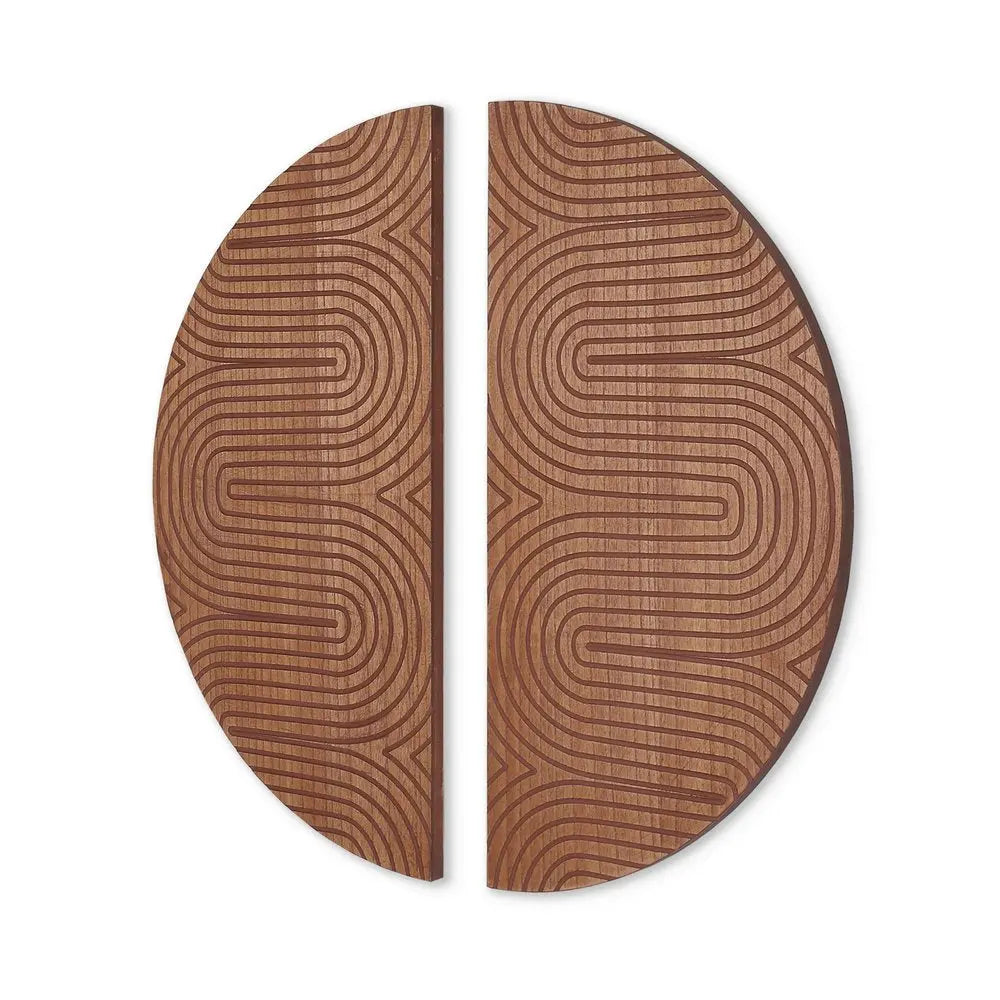 Set of Two Brown Wood Hanging Dimensional Sculpture HomeRoots