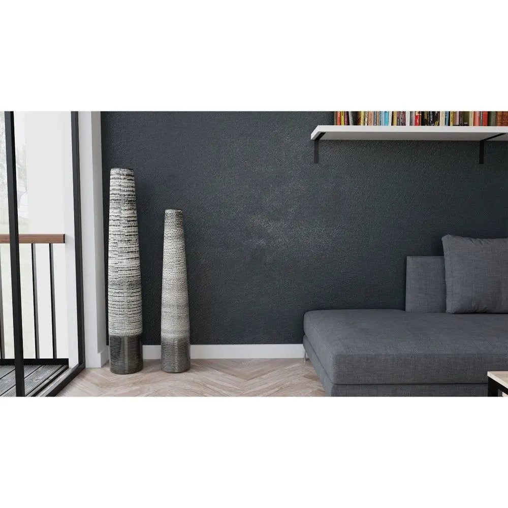 39" Black And Gray Ombre Tapered Ceramic Floor Vase HomeRoots