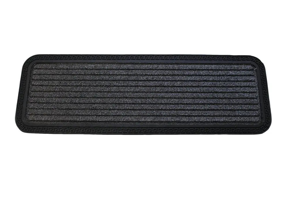 10" X 30" Gray Synthetic Fiber Striped Outdoor Door Mat HomeRoots
