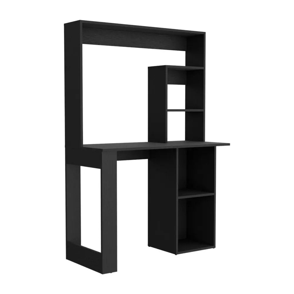 58" Black Wood Computer Desk With Hutch - NOBLE HOME INTERIORS