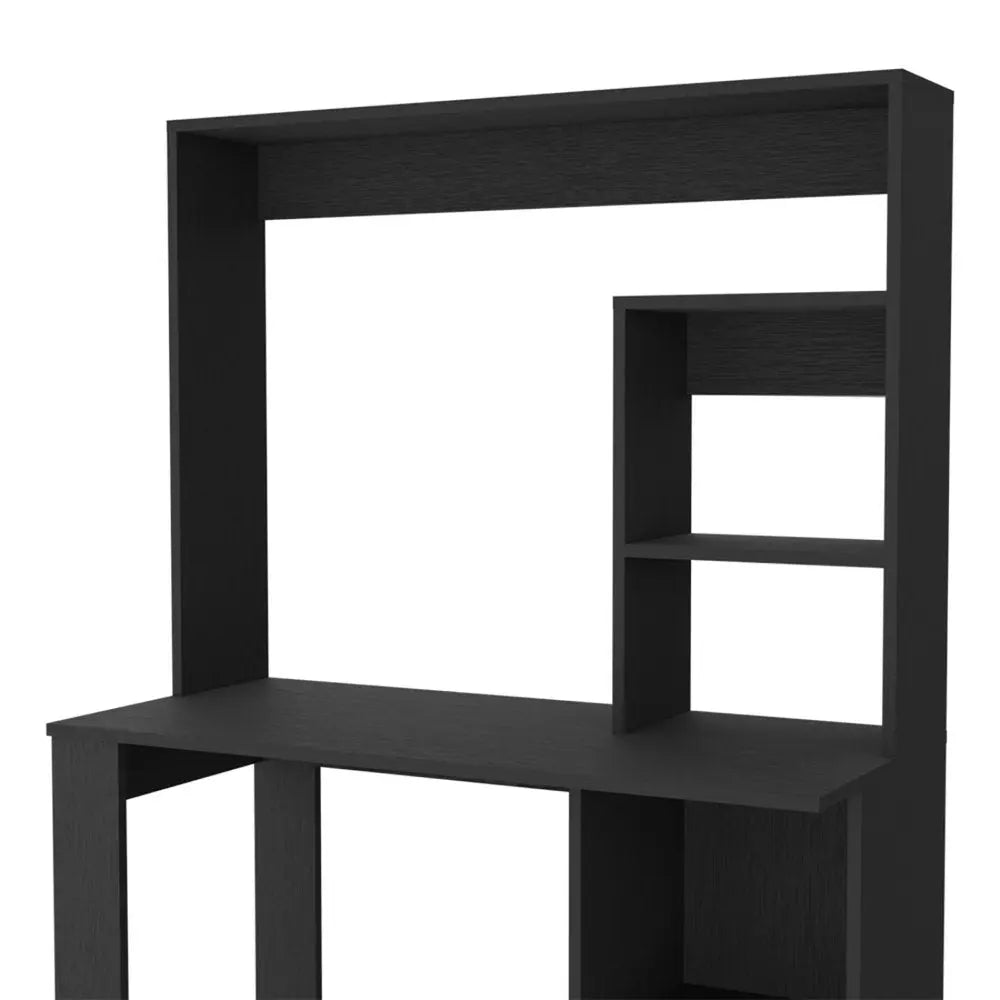 58" Black Wood Computer Desk With Hutch - NOBLE HOME INTERIORS