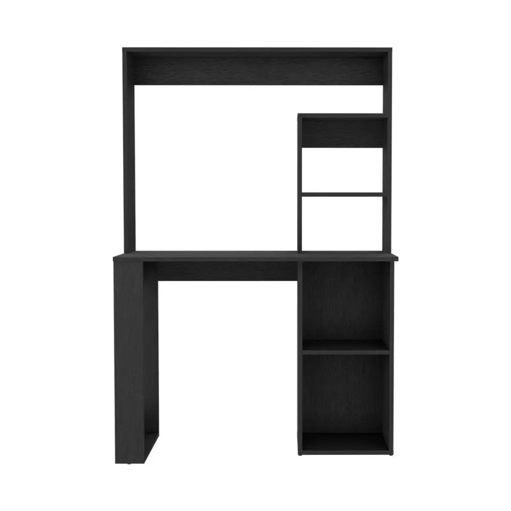 58" Black Wood Computer Desk With Hutch - NOBLE HOME INTERIORS