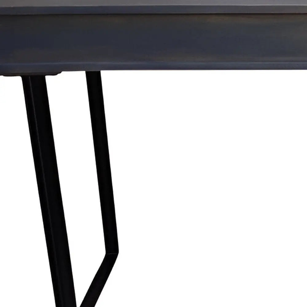 58" Gray And Black Mango Solid Wood Writing Desk With Three Drawers - NOBLE HOME INTERIORS