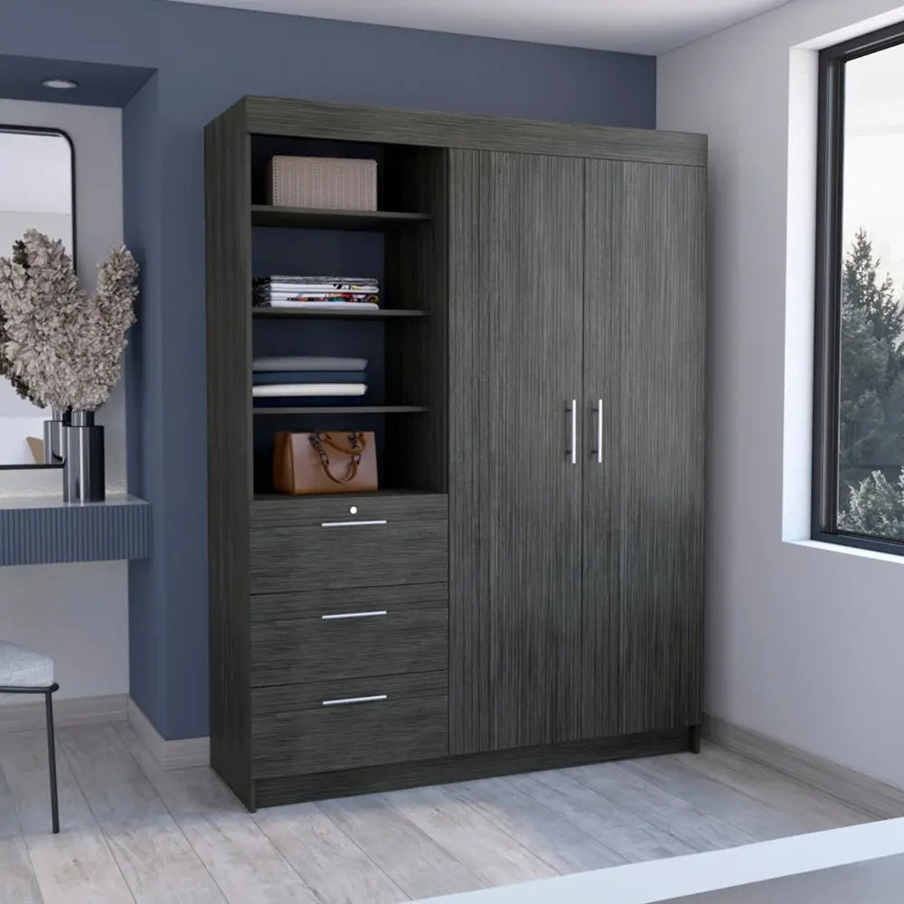 59" Gray Three Drawer Combo Dresser - NOBLE HOME INTERIORS