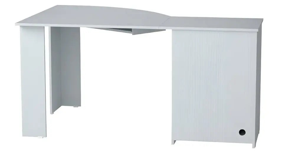 59" White Corner Computer Desk With Two Drawers - NOBLE HOME INTERIORS