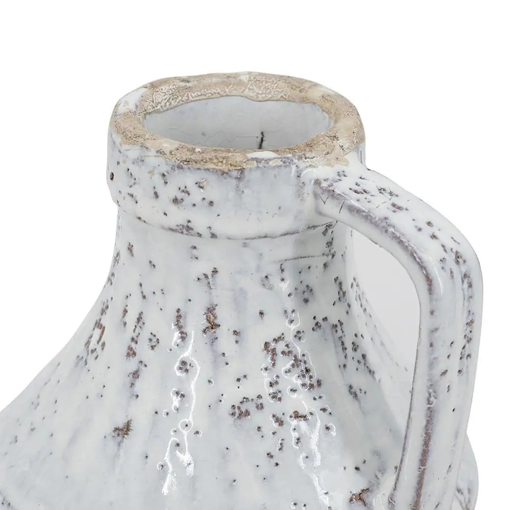 6" Beige and Ivory Round Terracotta Jug Vase With Does Not Apply - NOBLE HOME INTERIORS