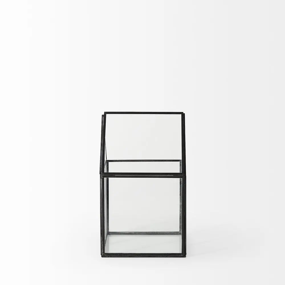 6" Black And Clear Glass And Metal Box - NOBLE HOME INTERIORS