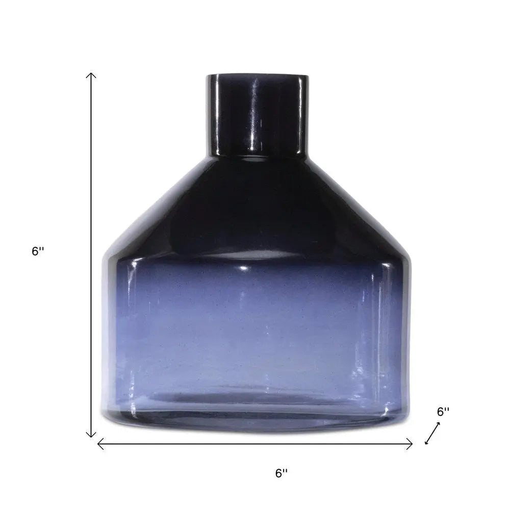 6" Blue Round Glass Table Vase - NOBLE HOME INTERIORS