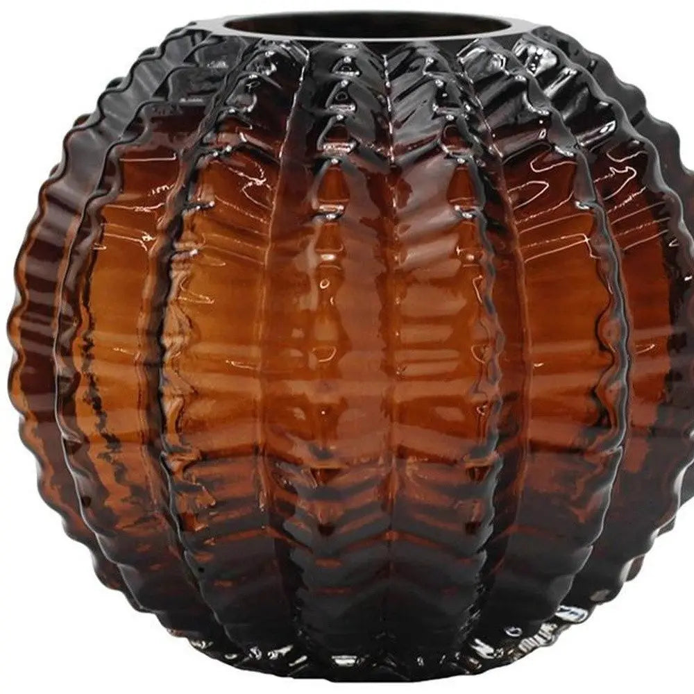6" Burnt Umber Round Glass Table Vase - NOBLE HOME INTERIORS