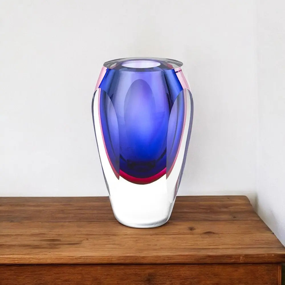 6" Clear And Purple Crystal Glass Table Vase - NOBLE HOME INTERIORS