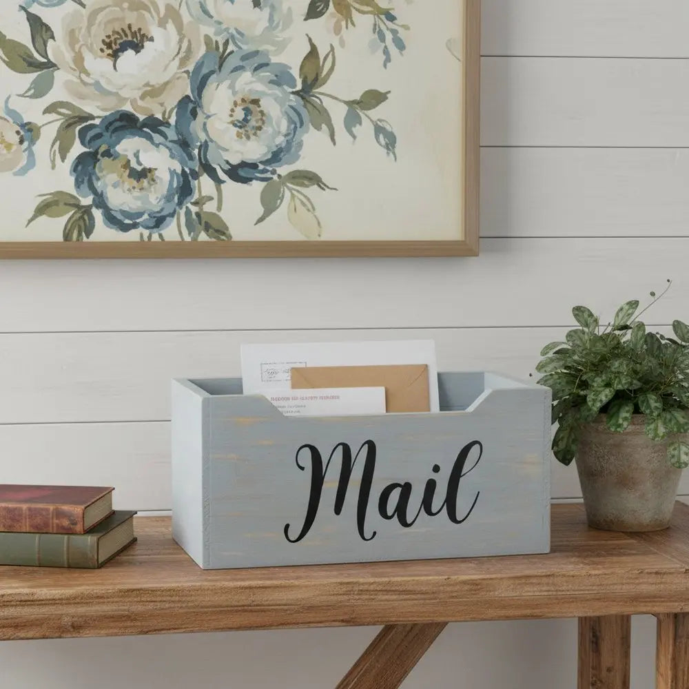 6" Gray Wood Desk Organizer - NOBLE HOME INTERIORS