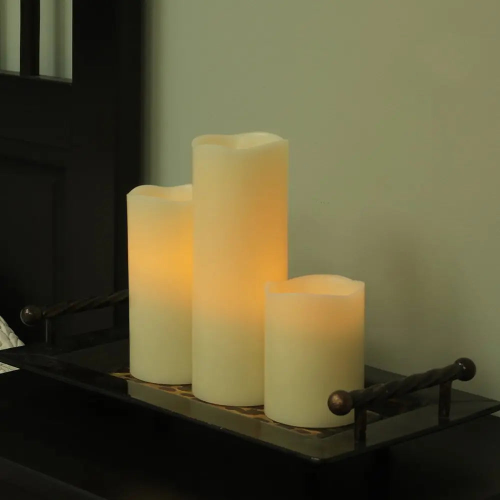 6" Ivory Flameless Pillar Candle - NOBLE HOME INTERIORS