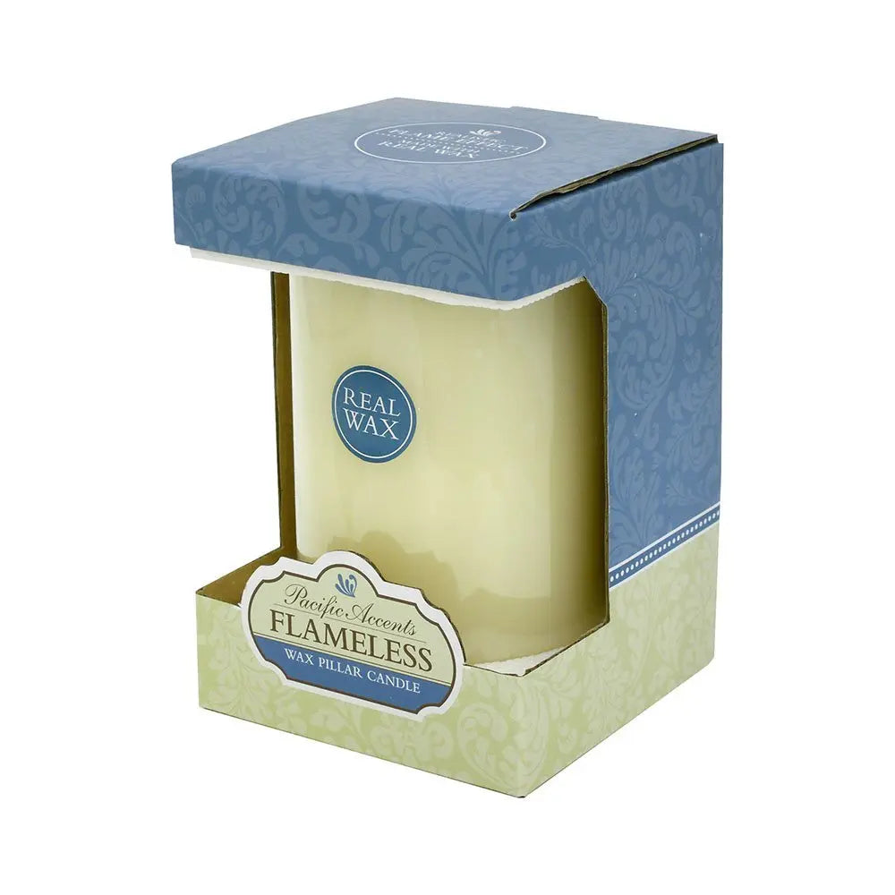 6" Ivory Flameless Pillar Candle - NOBLE HOME INTERIORS