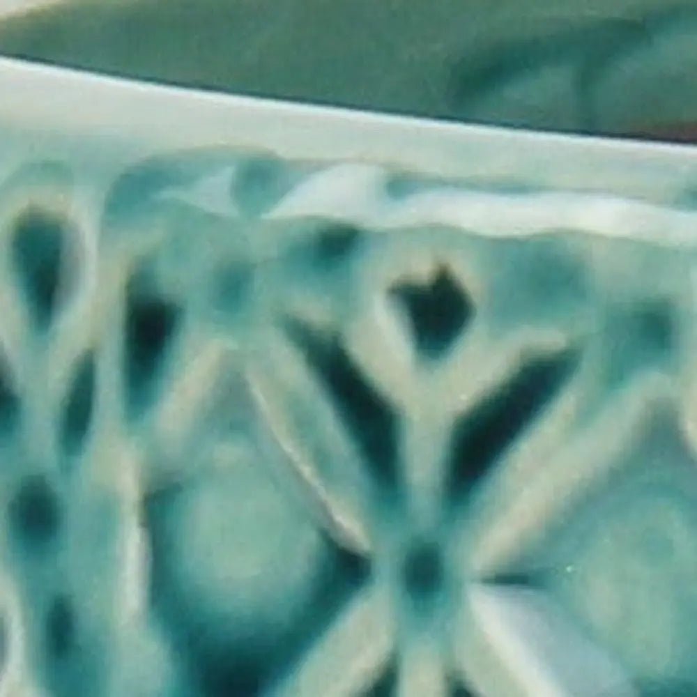 6" Turquoise Geometric Ceramic Indoor Outdoor Round Pot Planter - NOBLE HOME INTERIORS