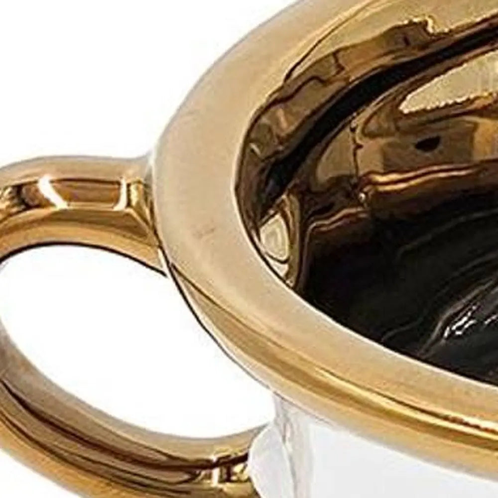 6" White And Gold Amphora Ceramic Table Vase - NOBLE HOME INTERIORS