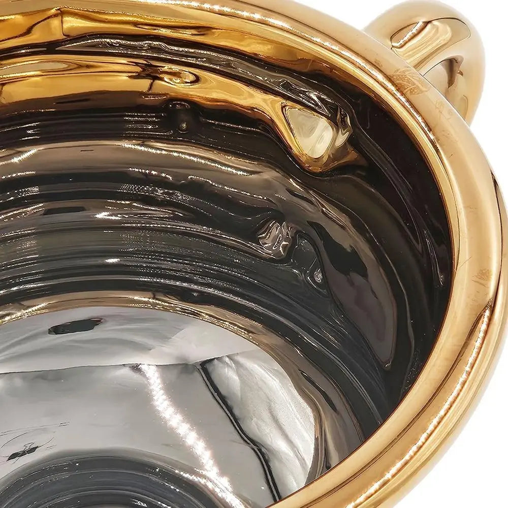 6" White And Gold Amphora Ceramic Table Vase - NOBLE HOME INTERIORS