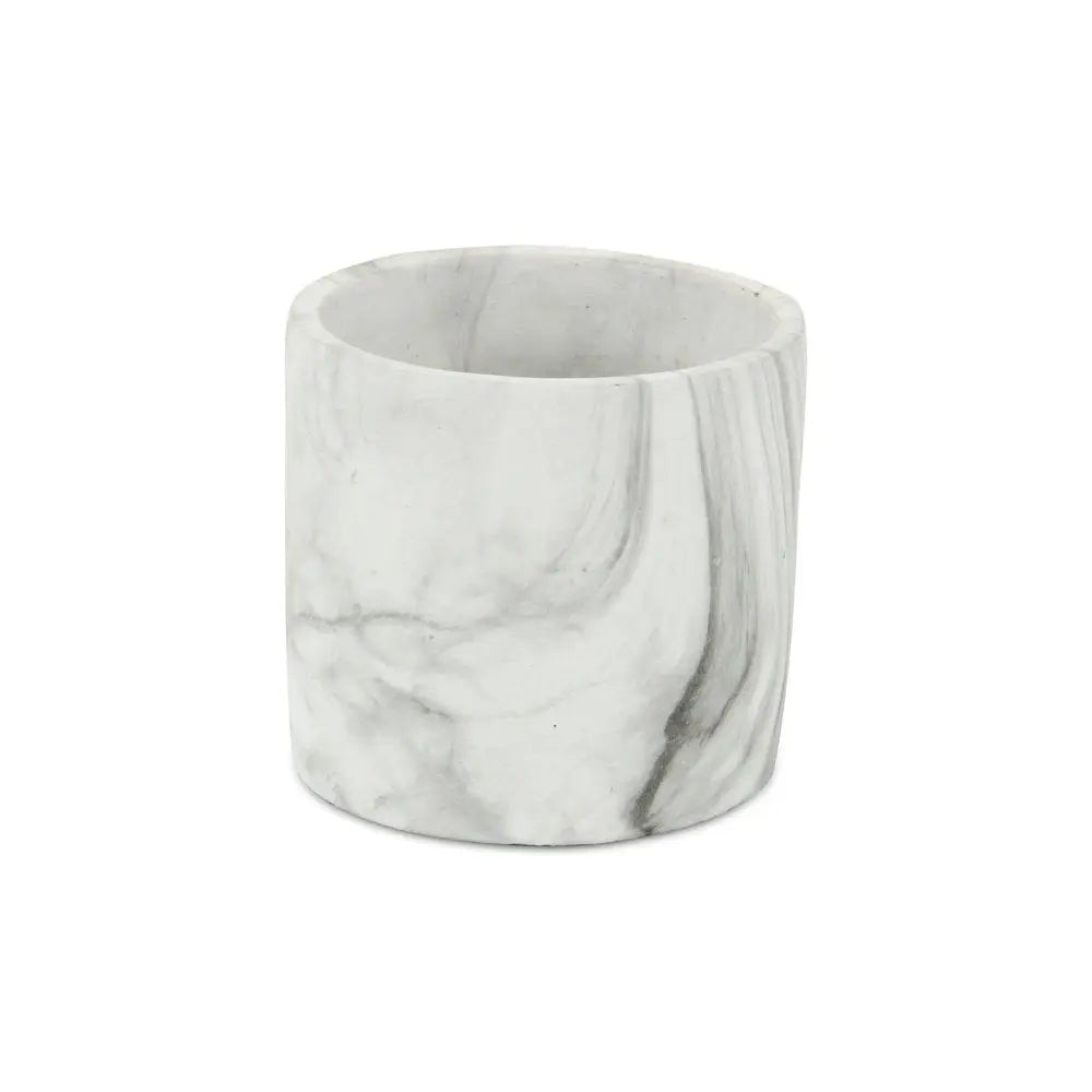 6" White and Gray Marbleized Ceramic Indoor Outdoor Round Pot Planter - NOBLE HOME INTERIORS