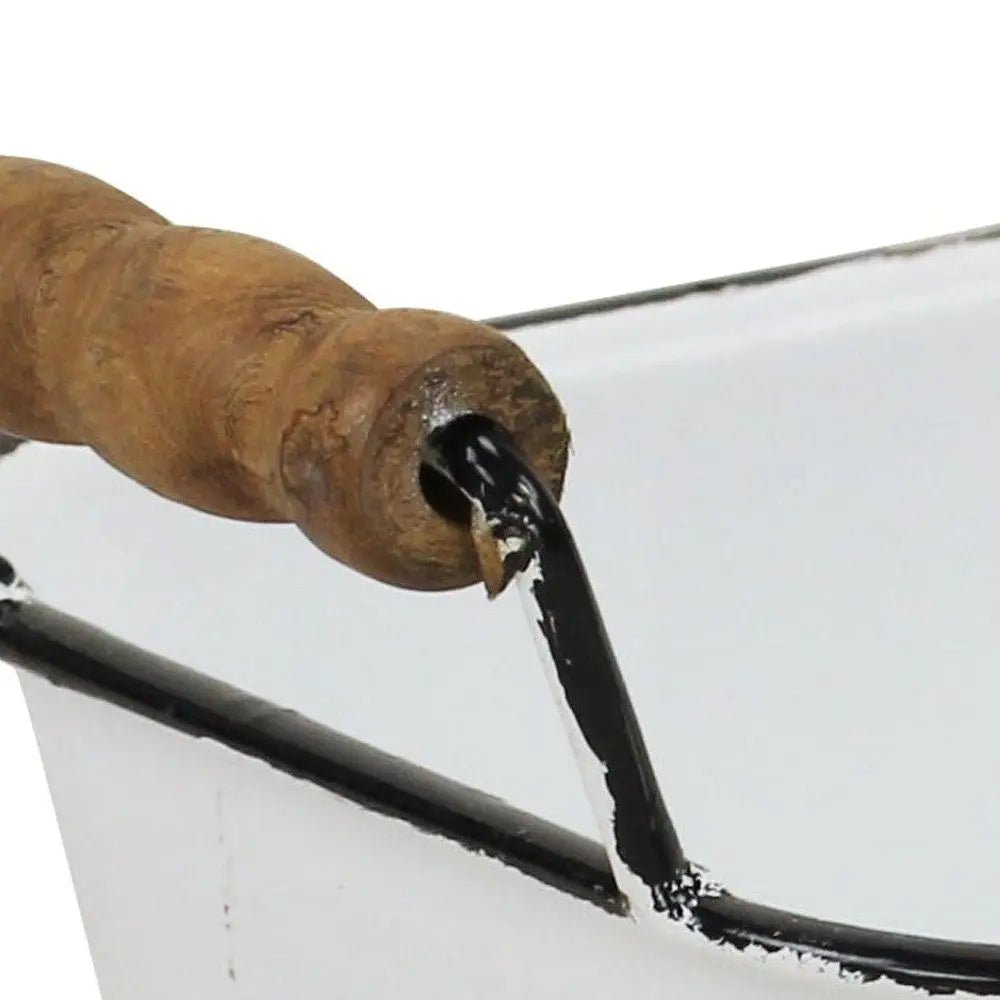 6" White Metal Bucket - NOBLE HOME INTERIORS