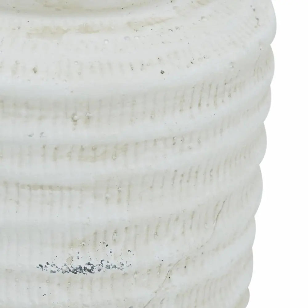 6" White Stoneware Round Jug Vase - NOBLE HOME INTERIORS