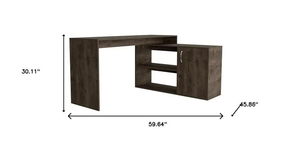 60" Dark Brown Wood Credenza Desk - NOBLE HOME INTERIORS