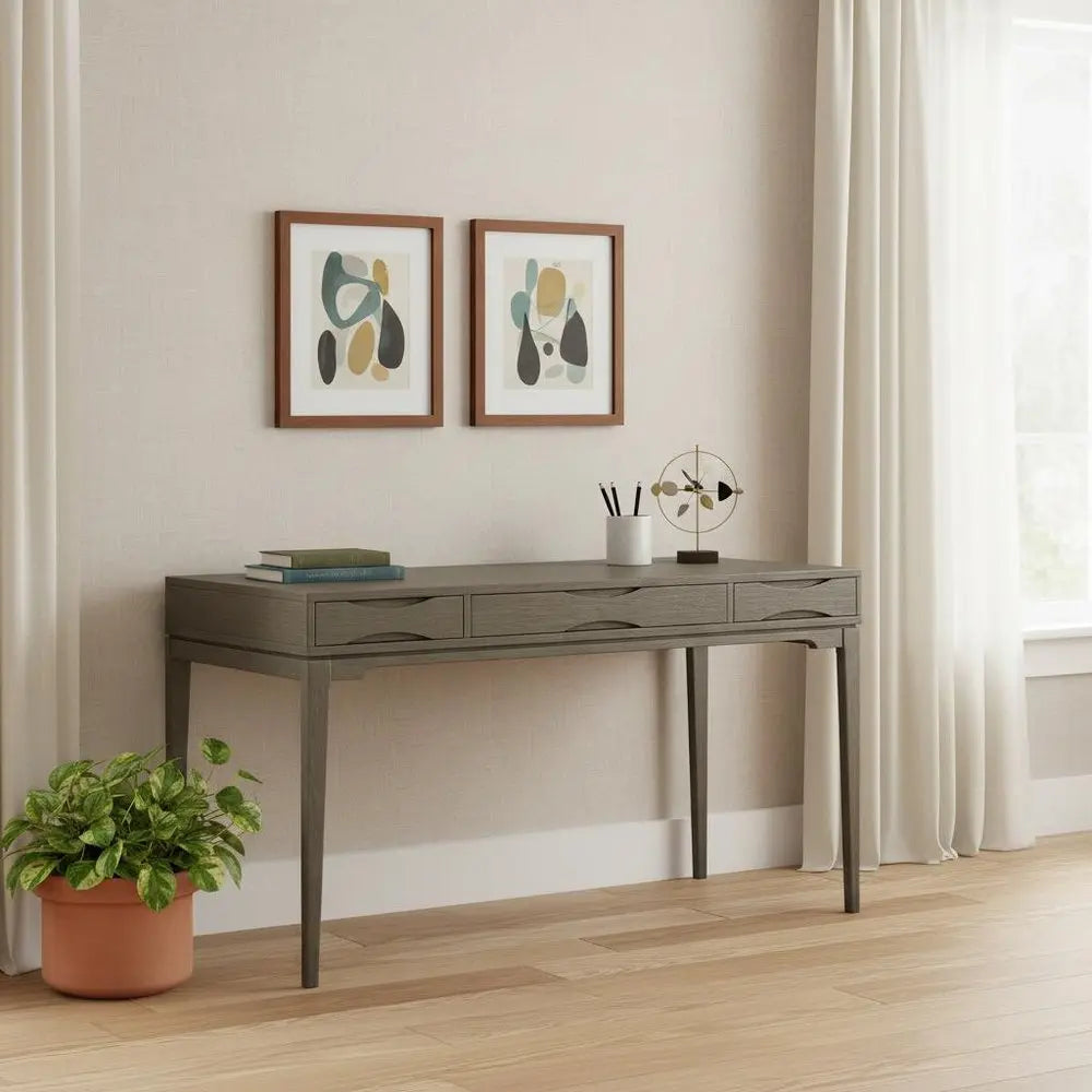 60" Gray Wood Computer Desk - NOBLE HOME INTERIORS