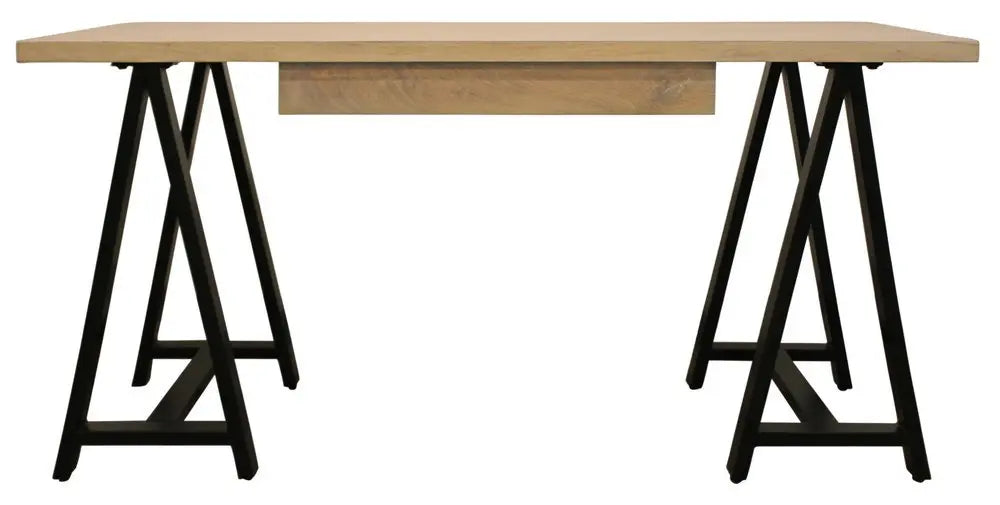 60" Ivory and Black Solid Wood Executive Desk - NOBLE HOME INTERIORS