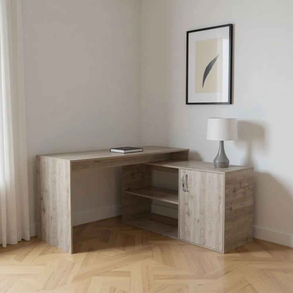 60" Light Gray L Shape Computer Desk - NOBLE HOME INTERIORS