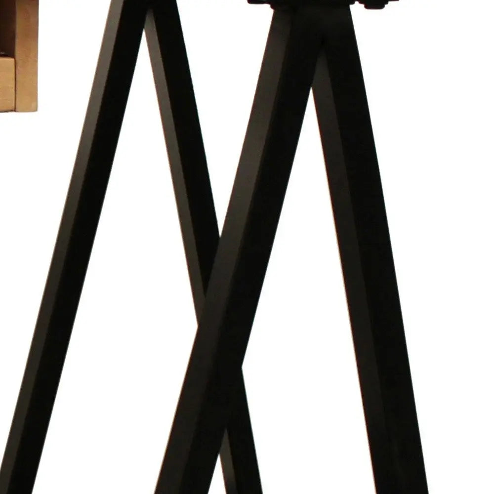 60" Natural and Black Solid Wood and Metal Trestle Executive Desk - NOBLE HOME INTERIORS