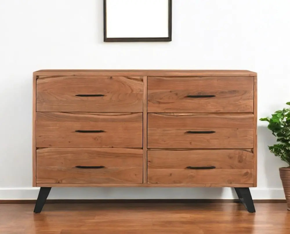 60" Natural Live Edge Solid Wood Six Drawer Double Dresser - NOBLE HOME INTERIORS