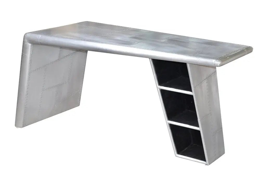 60" Silver Aluminum Writing Desk - NOBLE HOME INTERIORS