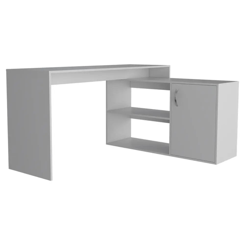 60" White L Shape Computer Desk - NOBLE HOME INTERIORS