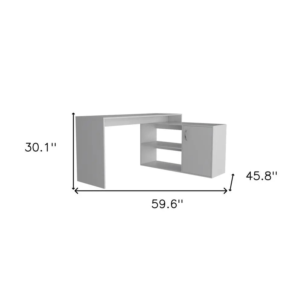 60" White L Shape Computer Desk - NOBLE HOME INTERIORS