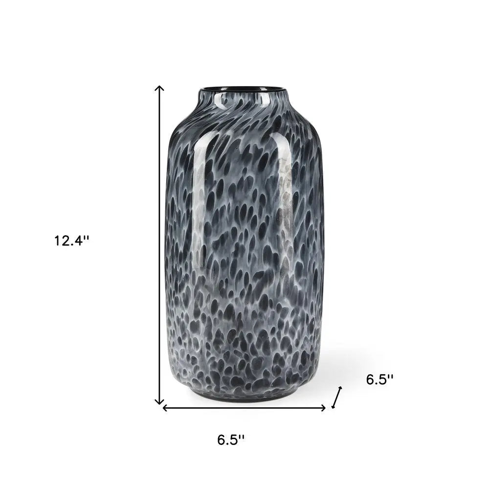 12" Black Mottled Cylinder Glass Table Vase HomeRoots