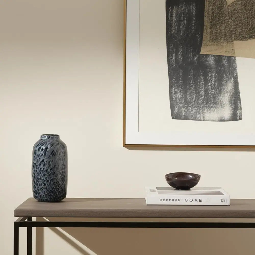 12" Black Mottled Cylinder Glass Table Vase HomeRoots