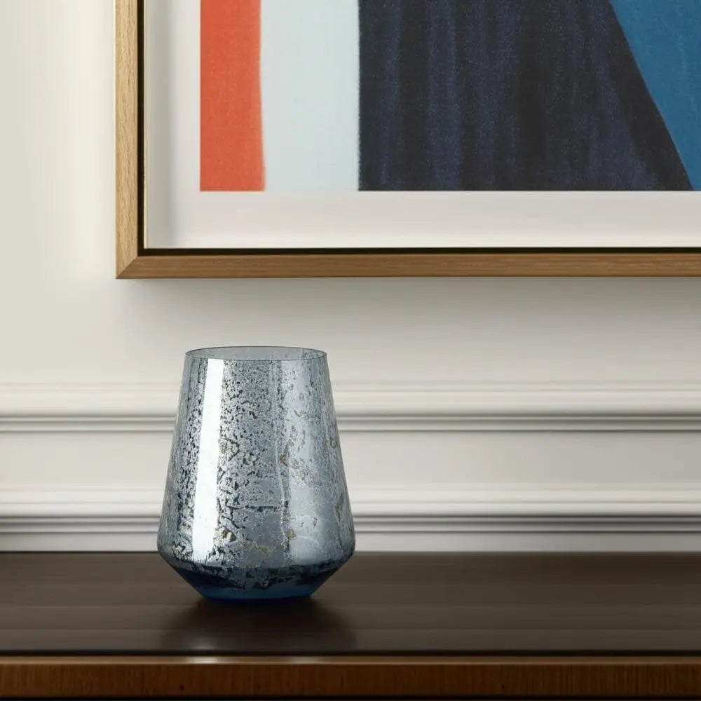 9" Blue Round Seeded Glass Table Vase HomeRoots