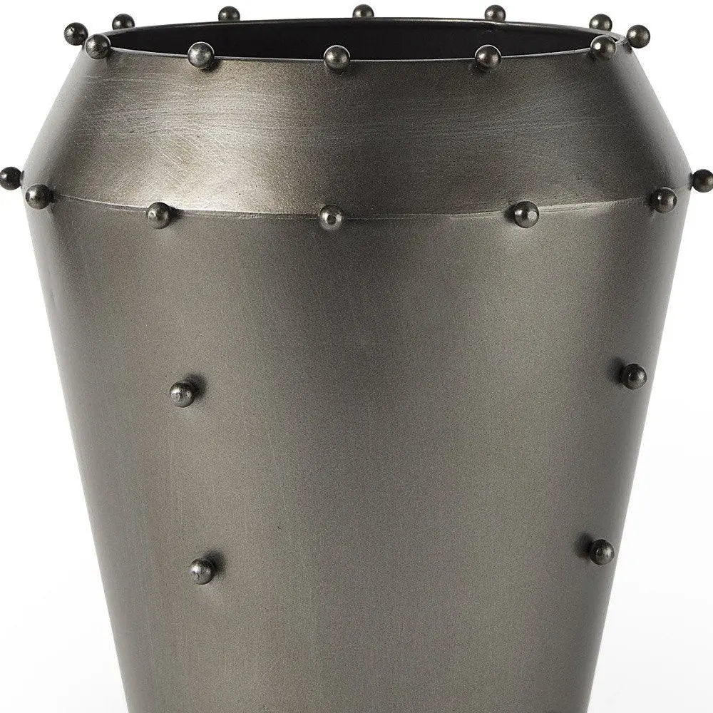 12" Gray Metal Table Vase HomeRoots