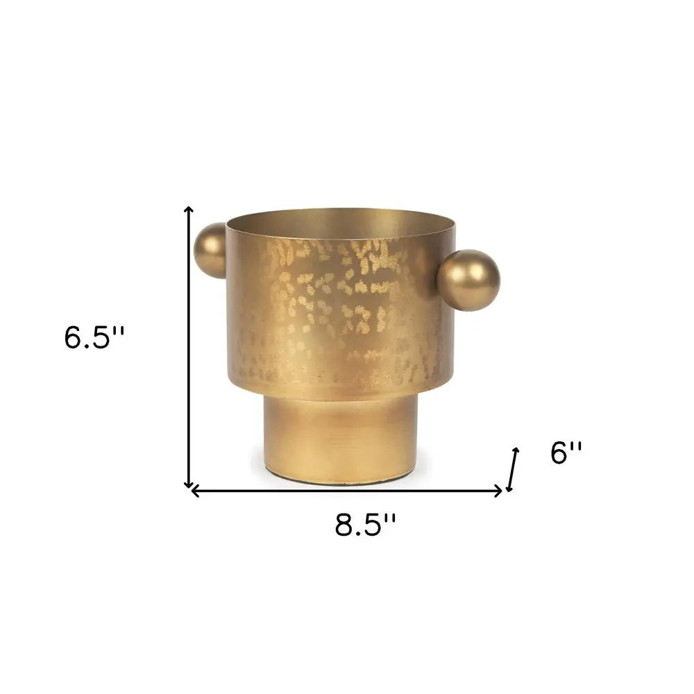 7" Gold Cast Iron Round Table Vase HomeRoots