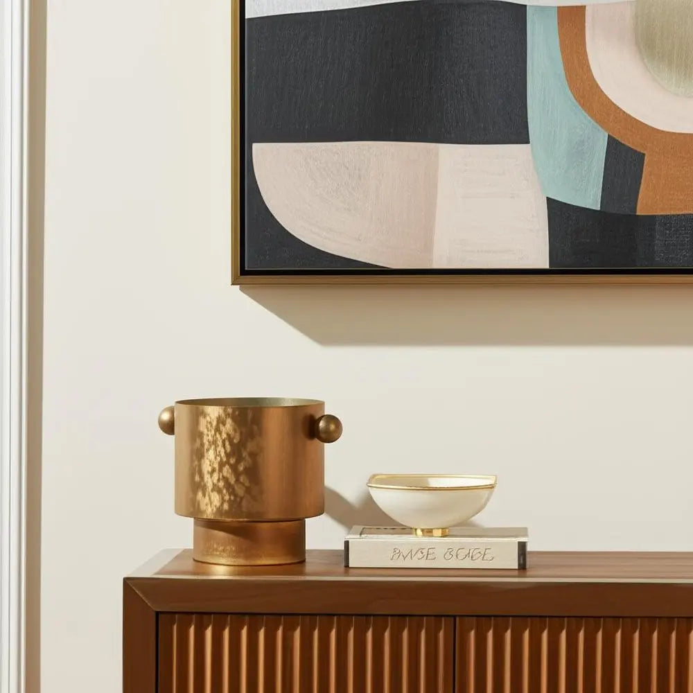 9" Gold Cast Iron Round Table Vase HomeRoots