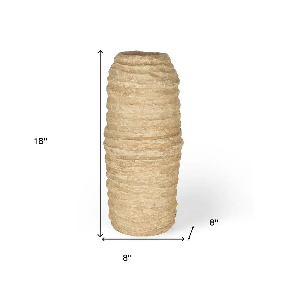 18" Beige Paper Mache Table Vase HomeRoots