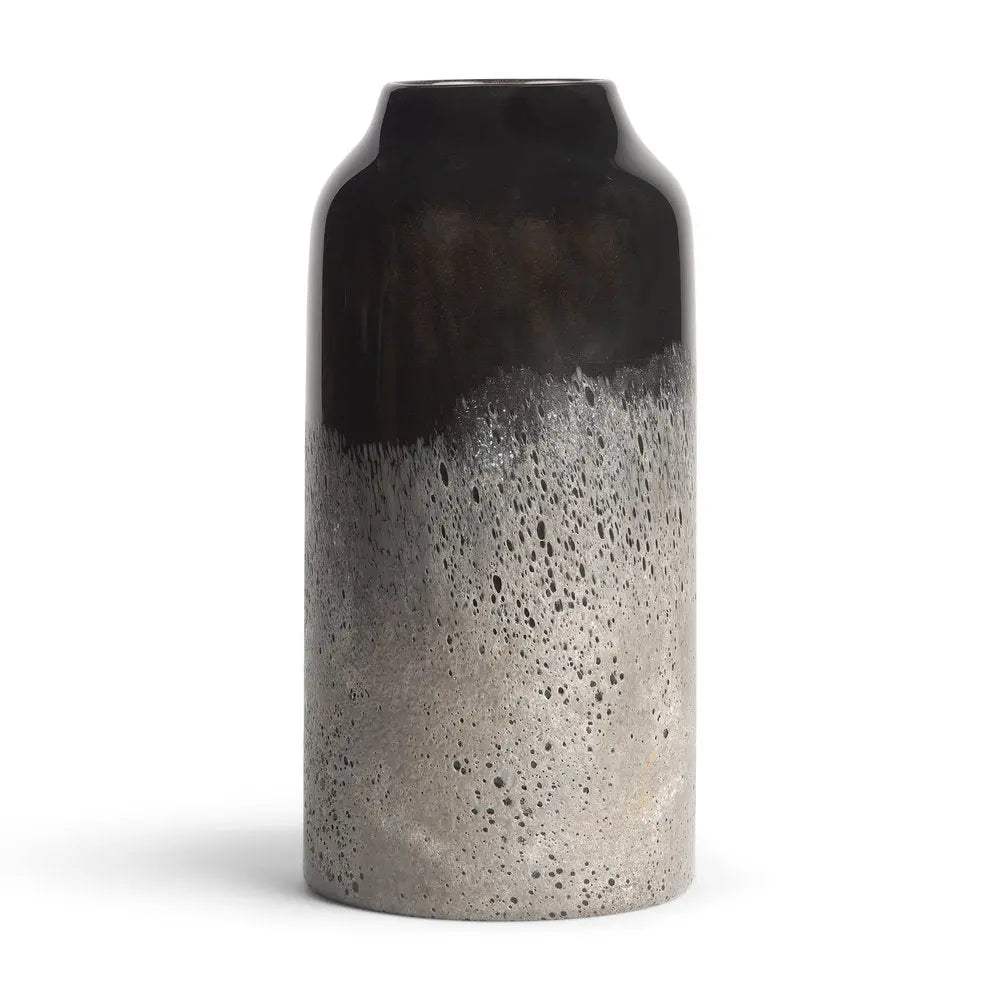 10" Black And Gray Abstract Glass Cylinder Table Vase HomeRoots