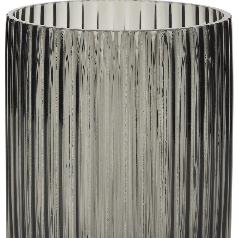 8" Black Cylinder Ribbed Glass Table Vase HomeRoots