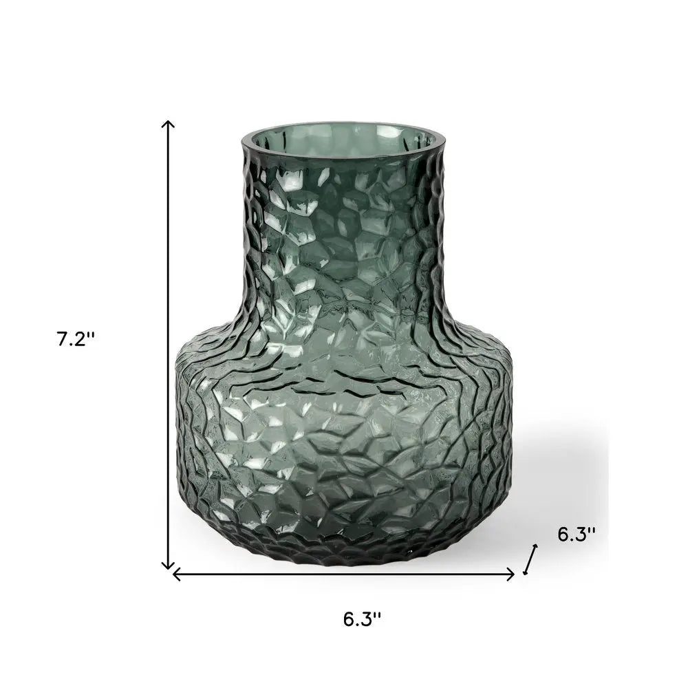 7" Green Faceted Glass Table Vase HomeRoots