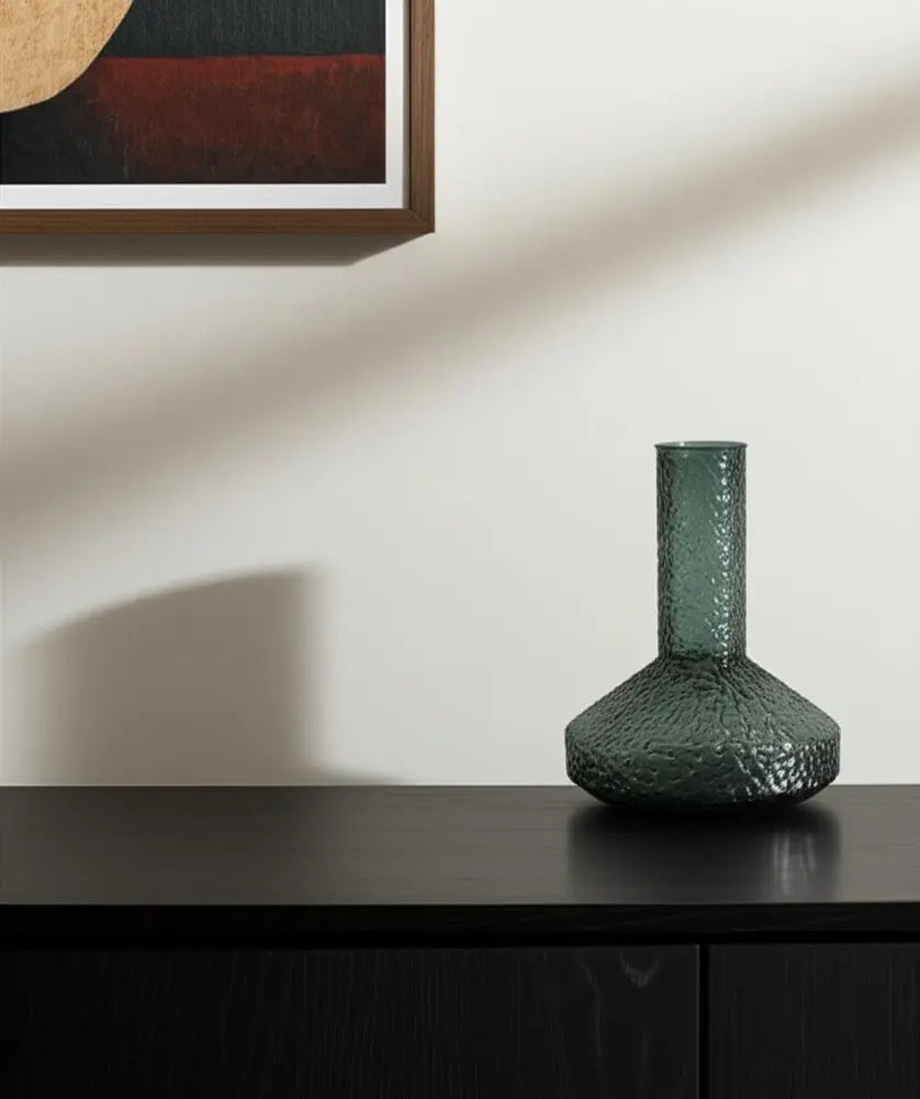 12" Green Faceted Glass Table Vase HomeRoots