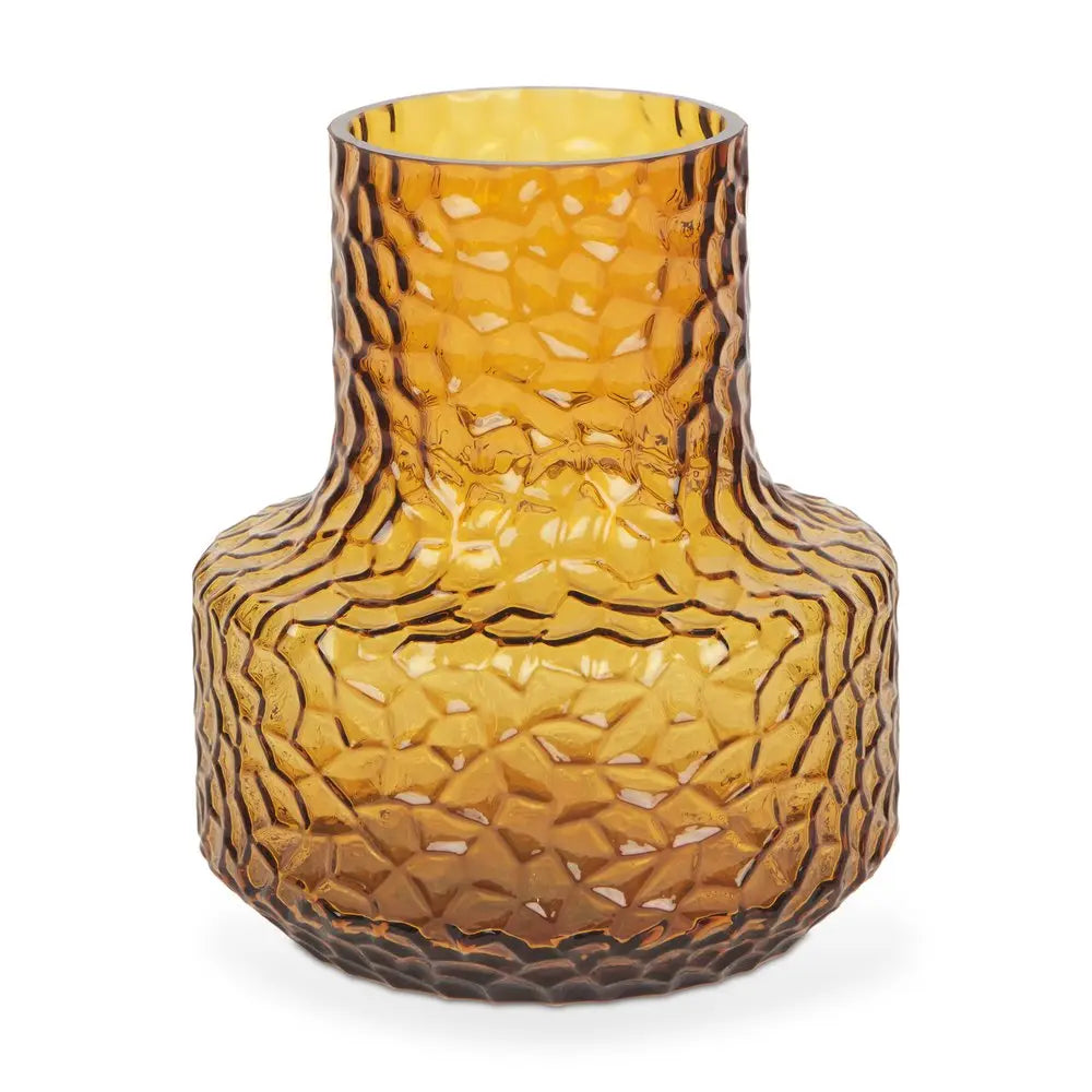 7" Amber Glass Faceted Table Vase HomeRoots