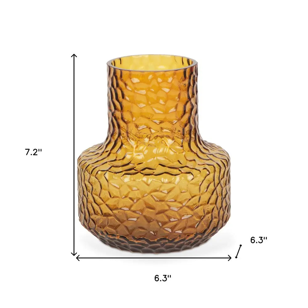 7" Amber Glass Faceted Table Vase HomeRoots