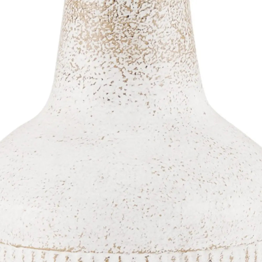 11" Off White And Natural Geometric Metal Cylinder Table Vase HomeRoots